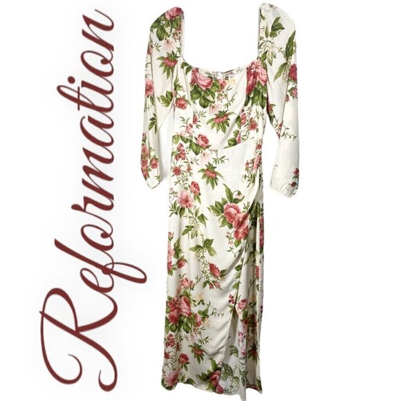 NWT REFORMATION Hilda Floral Rose Dress In Jardin, Size 4 - Picture 9 of 9